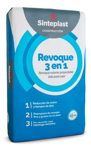Revoque Exterior 3 En 1 Sinteplast 25 Kg Listo Para Usar