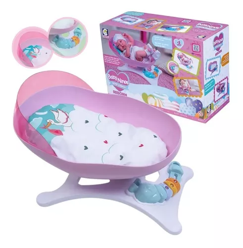 Berço De Boneca Reborn Brinquedo Ninar Infantil Luxo Ninos