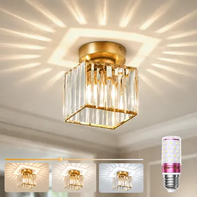 Lustre Cristal Luminária De Teto Moderna Lâmpada De Incluída 127/220v Dourado - 1