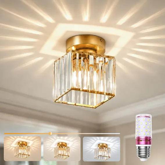 Lustre Cristal Luminária De Teto Moderna Lâmpada De Incluída 127/220v Dourado - 1