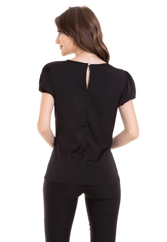 Blusa Manguinha Gola Com Pregas Kinara