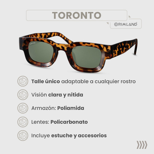 Anteojos Lentes De Sol Rimland Toronto Carey Lente Verde
