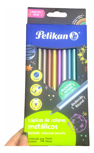 Colores Creyones Lápices Metalizados Metálicos 12