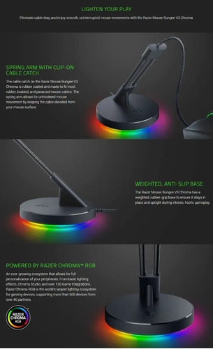 Imagen 3 de 7 de Razer Mouse Bungee V3 Chroma Elimina El Arraste Del Cable