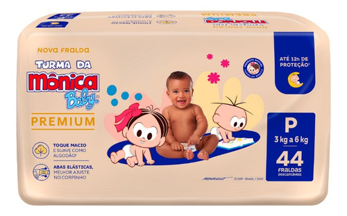 Fralda Turma Da Mônica Baby Premium Econômica P - 44 Unid Gênero Sem gênero Tamanho Pequeno (P)