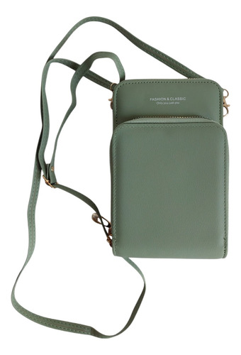 Bandolera Portacelular Mujer Correa Regulable Desmontable Verde Claro Lisa Oro Verde Claro