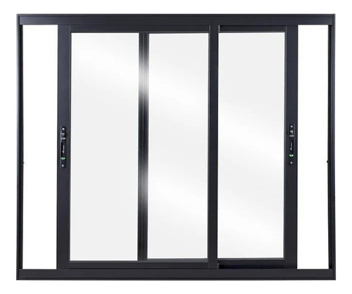 Janela De Aluminio De Correr 100x100cm 2 Folhas Com Vidro Wt