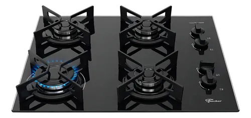 Cooktop Fit Line Fischer 4 Bocas Chama Rapida Trempe Iron Vidro P...