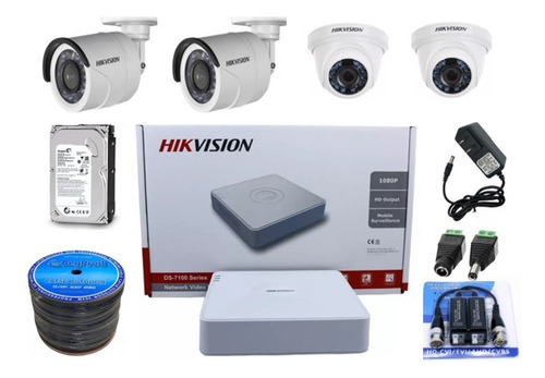 Kit Completo Combo Dvr 4 Canales Cámaras 720p Hikvision 