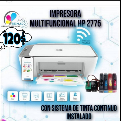 Impresora De Wifi Hp 2775 Con Sistema De Tinta Continua