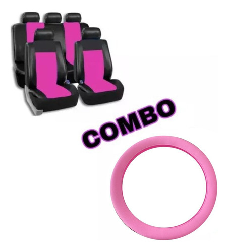 Funda Cubre Asiento Rosa Corsa Y Cubre Volante Rosa