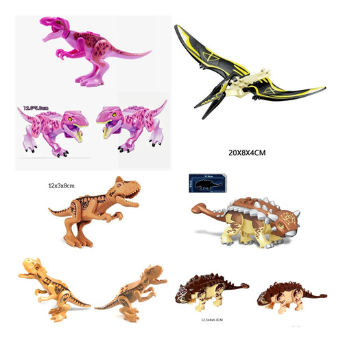 Kit 12 Figuras Dinosaurios Jurásico Indominus Rex Pteranodon