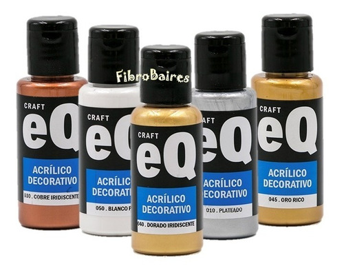 5 Acrilicos Perlados Eq Arte X 50cc - Pintura Decorativa 