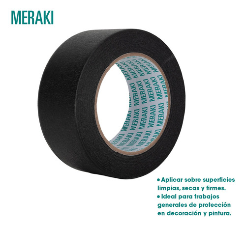 Cinta De Papel De Color Enmascarar Pintor 48mm X 50mts Negro Lisa
