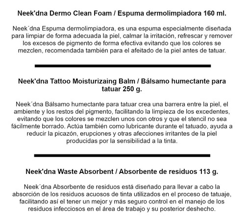 Imagen 2 de 3 de Kit Para Tatuar Neek'dna Pro-tec (espuma+bálsamo+absorbente)