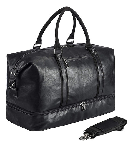 Bolso De Viaje Seyfocnia Cuero Pu Impermeable Negro Large