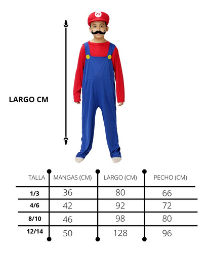 Imagen 2 de 8 de Disfraz De Mario Bros Niño
