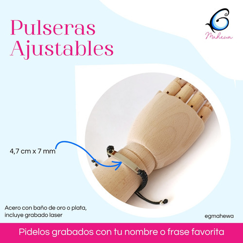 Pulsera Ajustable Personalizada De Acero Inoxidable Y Cuero