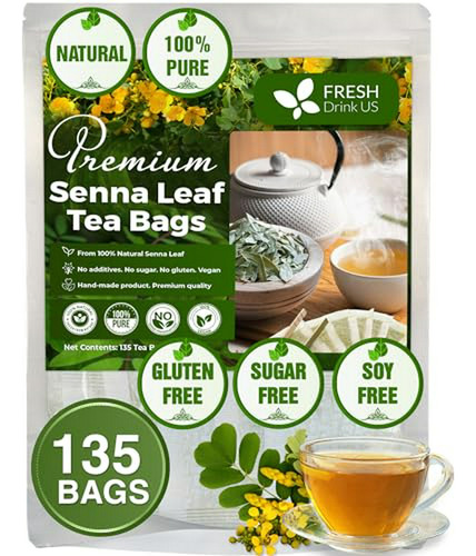 Té De Hojas De Senna Premium, 100% Natural, 135 Bolsitas