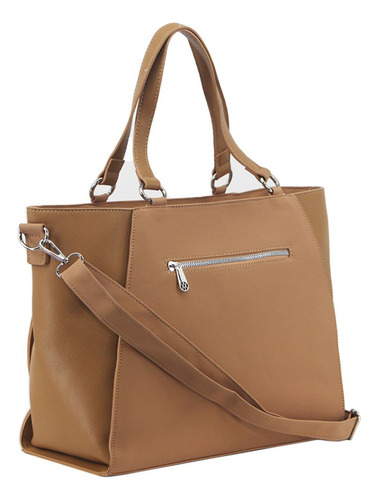 Cartera Amayra Clásica Simil Cuero Rígida Amplia Diaria Color Camel 67.c2640.2