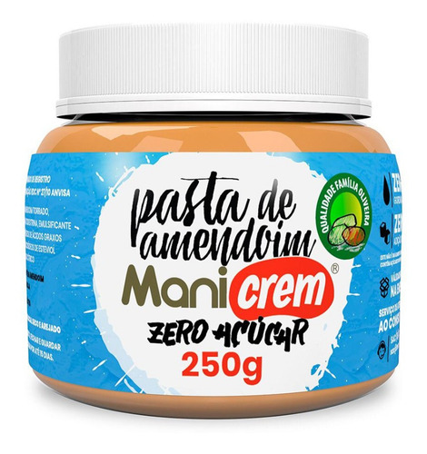 Imagem 1 de 3 de Manicrem Pasta De Amendoim Zero Açúcar - 250g
