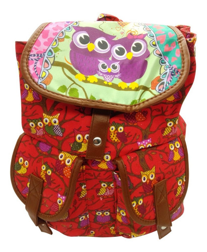 Mochila Morral Estampada Con Tapa Y Bolsillos