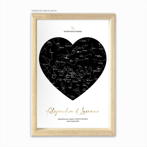 Imagen 3 de 5 de Cuadro Mapa Estelar Estrellas Aniversario Spotify Corazón