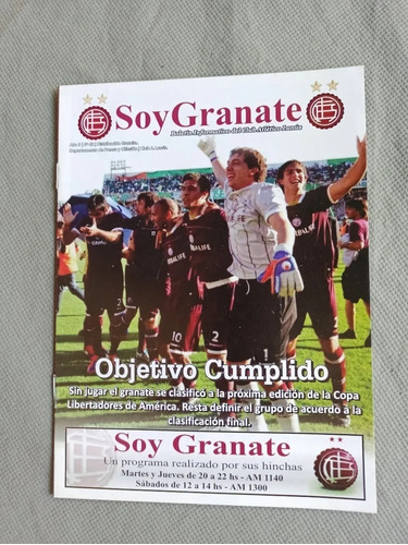 Revista Soy Granate - Lanus Nº 62 - Año 2011 Libertadores