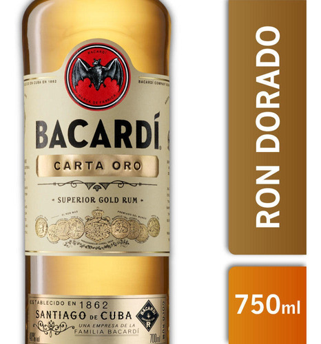 Ron Bacardi Carta Oro 750cc 1 Unidad