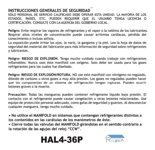 Manifold 4 Vías Para R410a, R134a, R507a Y R404a Marca Gb