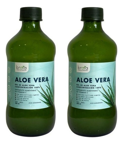 Aloe Vera Gel Pack 2 X 500ml.  Concentración Al 100%  Brota