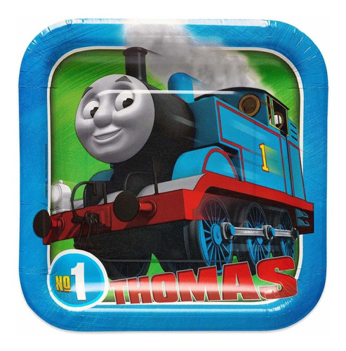 Thomas The Tank Engine Platos De Postre Cuadrados, 8 Unidade