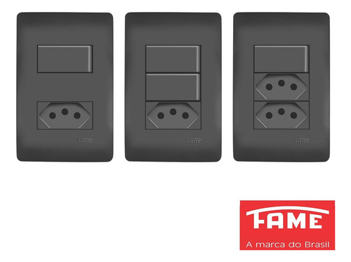 13un Modulo Tomada Interruptor Placa Habitat Black Fame K45