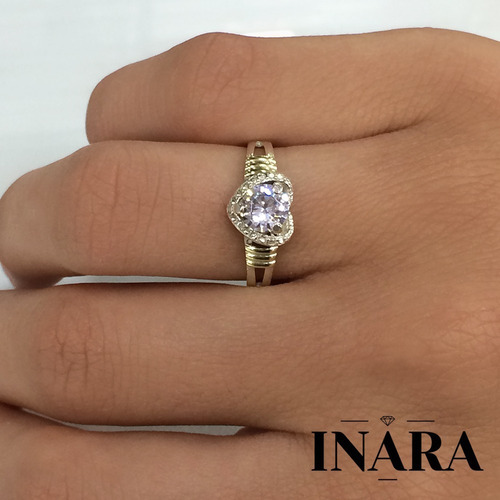 Anillo Plata Y Oro Con Cúbic Diseño Corazón. Inara 02007 91