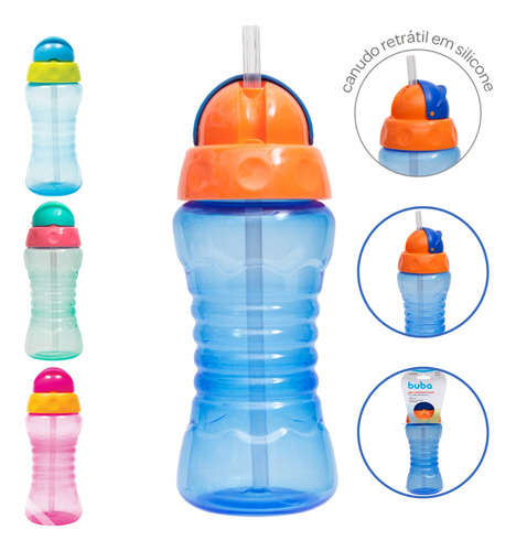 Imagem 8 de 8 de Garrafa Infantil Garrafinha C/ Canudo Silicone 300ml Buba