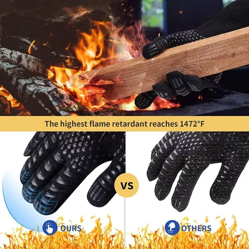 Bazar del Cocinero - Guantes Para Horno / Parrilla Alta Temperatura 800  Grados ✔️Los guantes de cocina para asar a la parrilla están hechos de  aramida, silicona y forro de algodón 100%