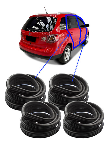 Kit Borracha Vedação 4 Portas Spacefox 2006 A 2018