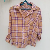 Comprar Camisa Cuadros Abrigada Se Levantan Mangas Con Botones Dama
