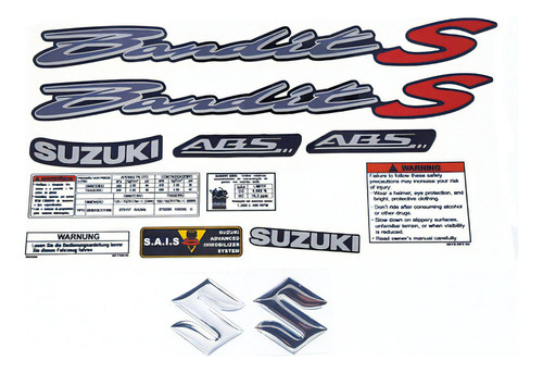 Kit Jogo Faixa Emblema Adesivo Suzuki Bandit 650s 2010 Preta