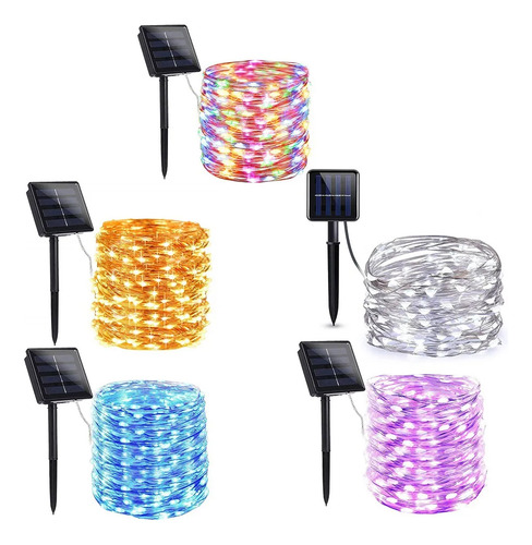 Cadena De Luces Solares Parpadeantes, 200 Led, Para Decoraci