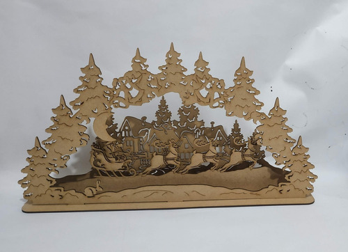 Trineo Navideño 3d 45x9x27cm Corte Laser  En Mdf De 2.5 Mm