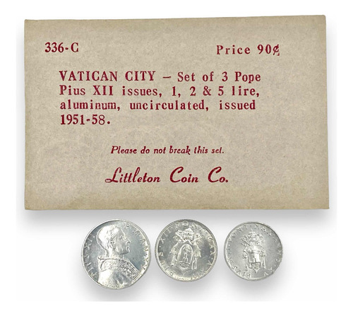 Wow Set 3 Monedas Antiguas Del Vaticano Papa Pío Xii