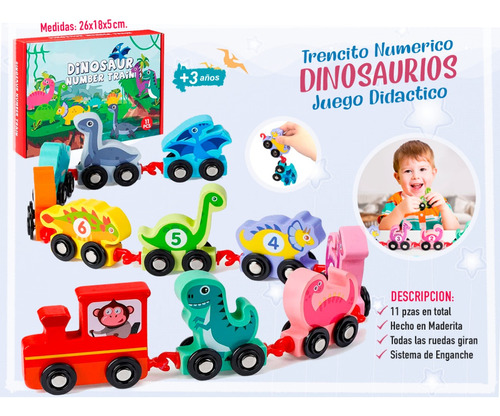 Tren Dinosaurios Juego De Arrastre Didactico