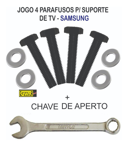 Jogo De 4 Parafusos M8 X 45mm Para Suporte De Tv Samsung + Chave De Aperto