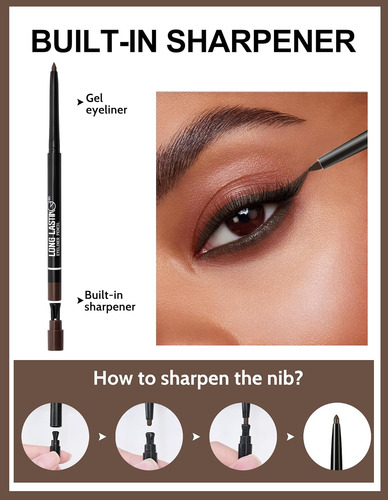 Erinde Lápiz Delineador De Ojos De Gel Impermeable, Delinead