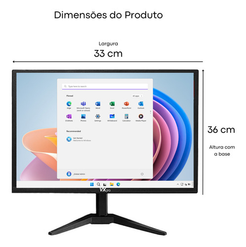 Monitor Gamer VXpro VX190Z 19 Led Wsxga 60hz 5ms Hdmi Vga Cor Preto - Bom (Recondicionado)