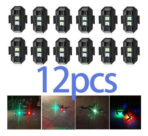 12pcs Luz Estroboscópica Para Avião De Motocicleta 7 Colores