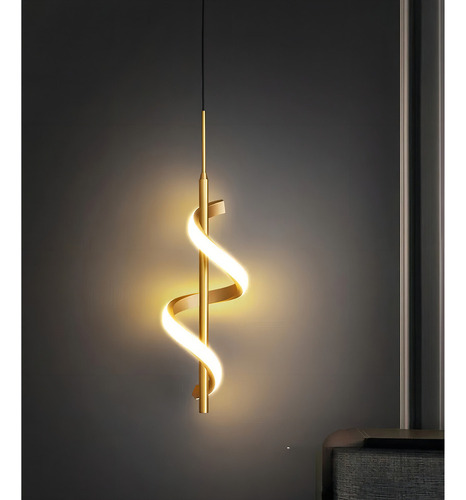 Pendente Led Espiral Dna Moderno Luxo Sala Quarto Cabeceira