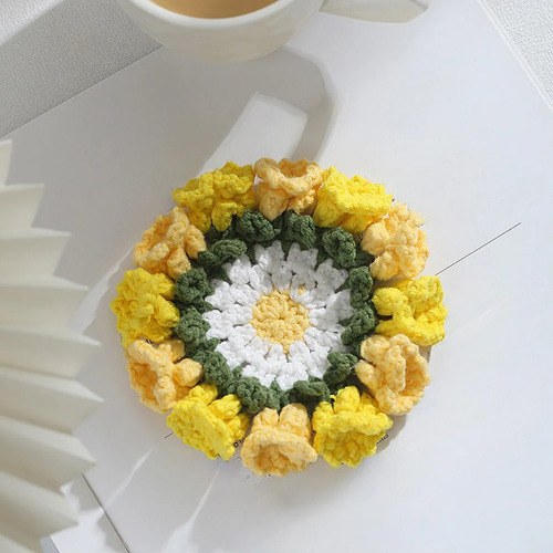Posavasos Tejidos A Mano De Crochet Linda De Aislamiento