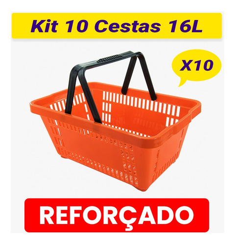 15 Cestos De Cestinha Compras Super Lojas Kit Cor Laranja